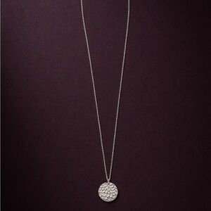 Silver Textured Disc Pendant Necklace - Women Jewelry